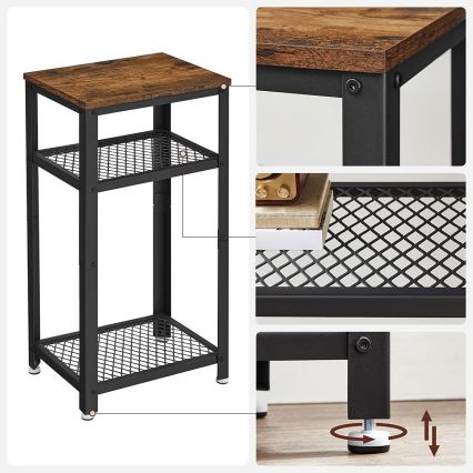 Masă laterală ELDUR, maro/negru