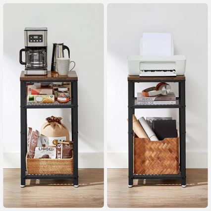 Masă laterală ELDUR, maro/negru