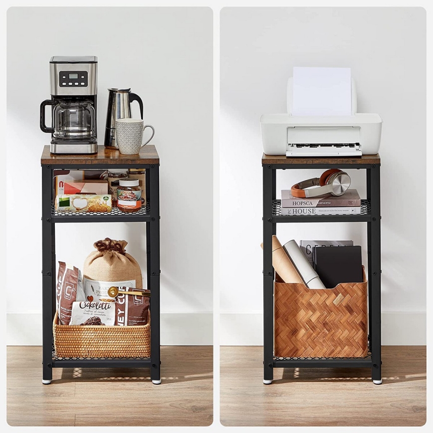 Masă laterală ELDUR, maro/negru