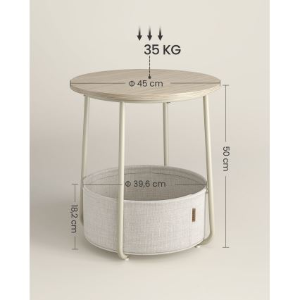 Masă laterală NOIRA crem/albă