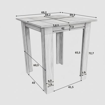 Masă pătrată de sufragerie LEVI stejar