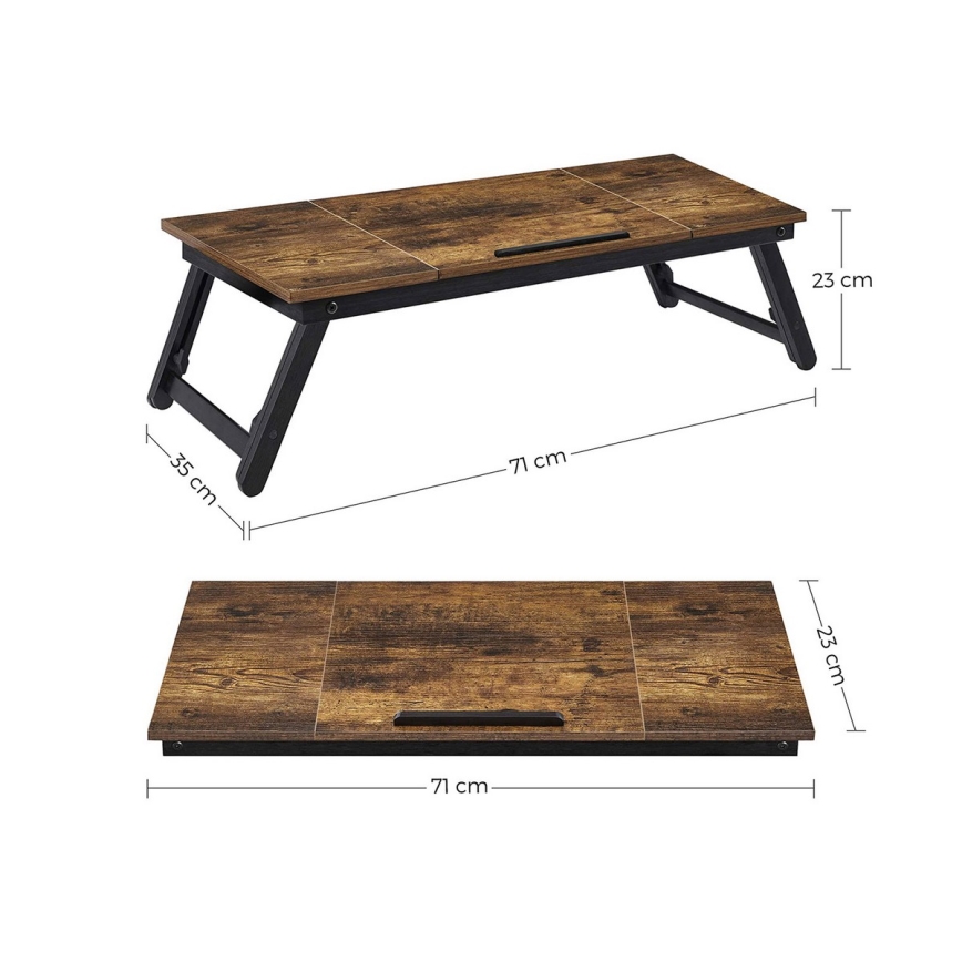 Masă reglabilă pentru laptop LAT pentru pat, maro/negru