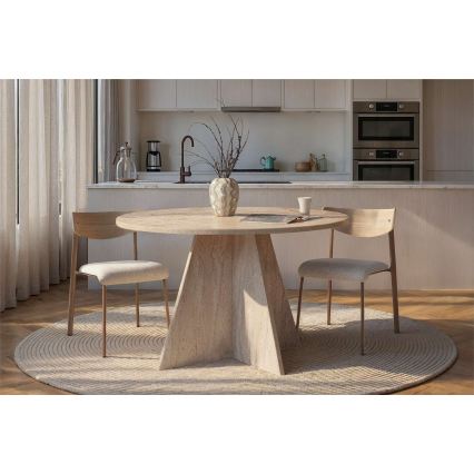 Masă rotundă de dining MATIN, Ø 120 cm, bej