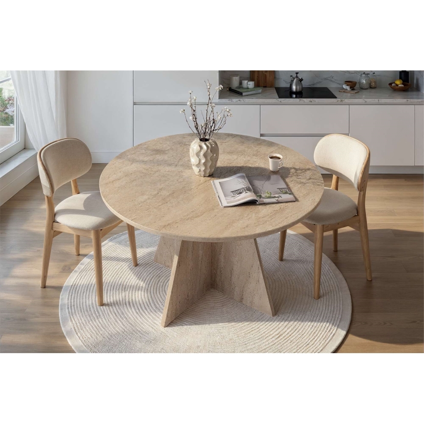 Masă rotundă de dining MATIN, Ø 120 cm, bej