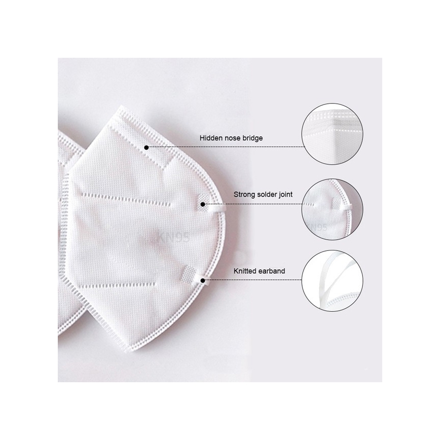 Mască de protecție respiratorie (5 straturi) cu supapă de expirație clasa KN95 (FFP2), fibră de carbon