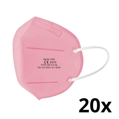 Mască de protecție respiratorie de mărime pentru copii FFP2 NR - CE 0370 Mask One roz 20 buc.