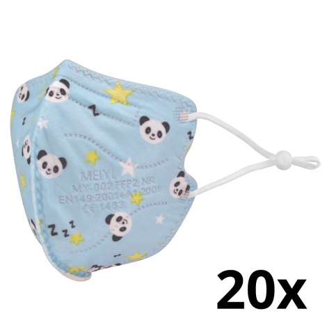 Mască de protecție respiratorie de mărime pentru copii FFP2 NR Kids ursuleți panda 20 buc.