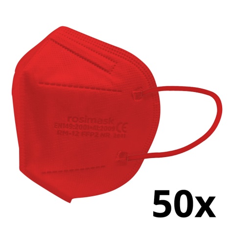 Mască de protecție respiratorie de mărime pentru copii FFP2 ROSIMASK MR-12 NR roșie 50 buc.