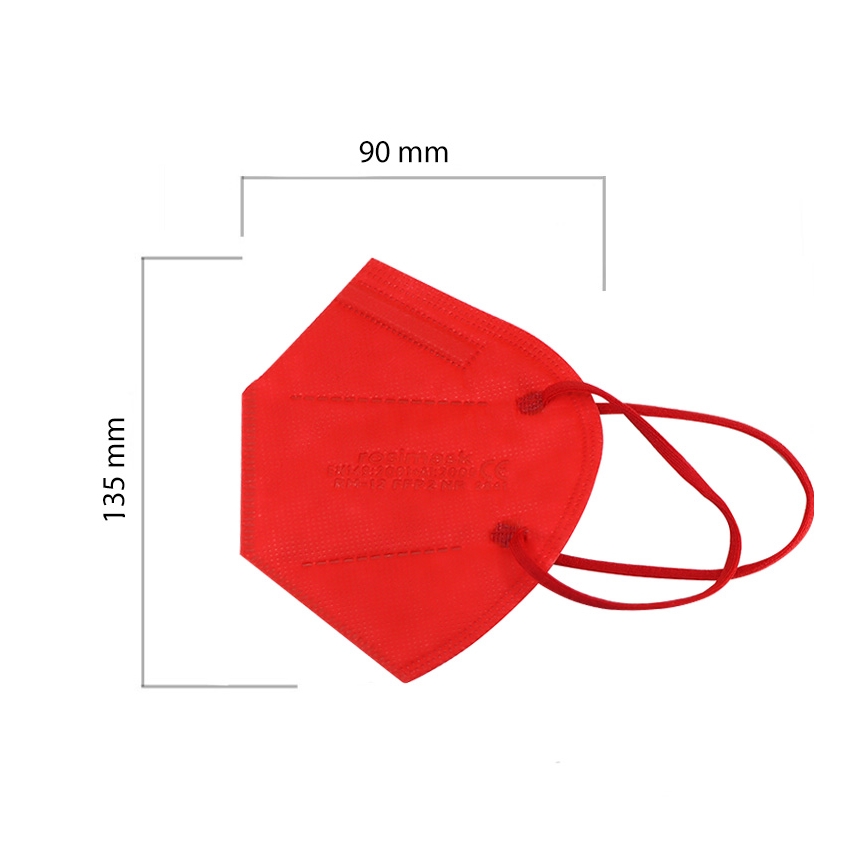 Mască de protecție respiratorie de mărime pentru copii FFP2 ROSIMASK MR-12 NR roșie 50 buc.