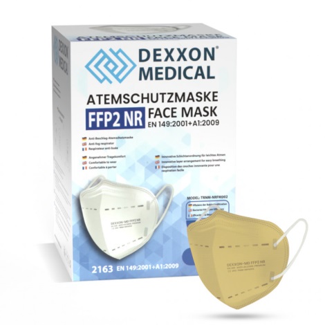 Mască de protecție respiratorie FFP2 NR bej DEXXON MEDICAL 1 buc.