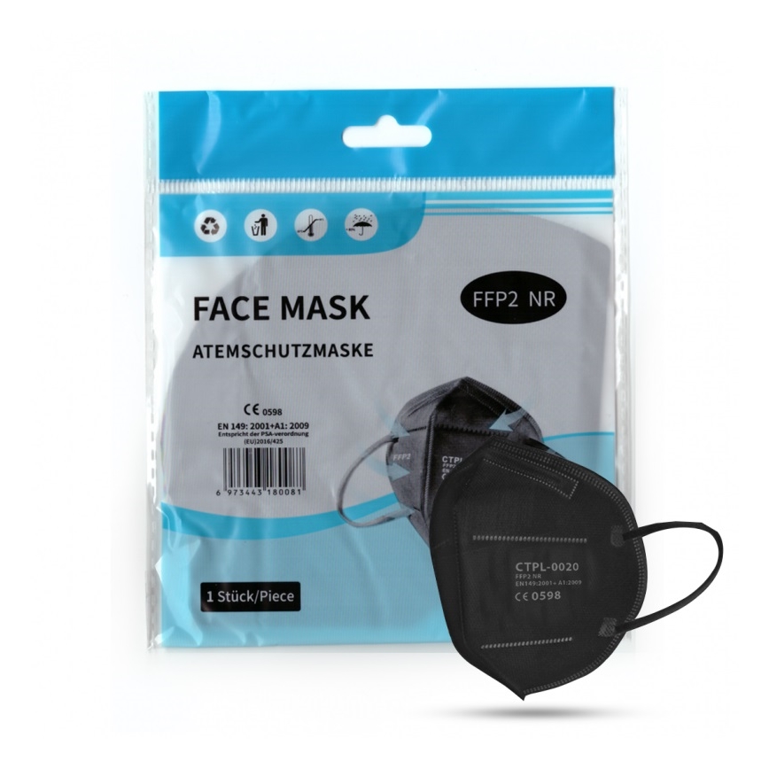Mască de protecție respiratorie FFP2 NR / KN95 neagră Media Sanex 100 buc.