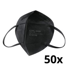Mască de protecție respiratorie FFP2 NR / KN95 neagră Media Sanex 50 buc.