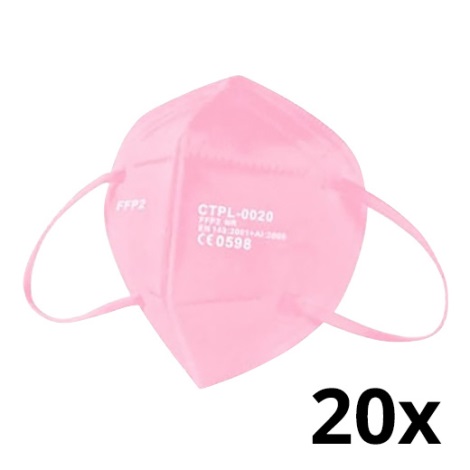 Mască de protecție respiratorie FFP2 NR / KN95 roz Media Sanex 20 buc.
