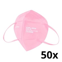 Mască de protecție respiratorie FFP2 NR / KN95 roz Media Sanex 50 buc.