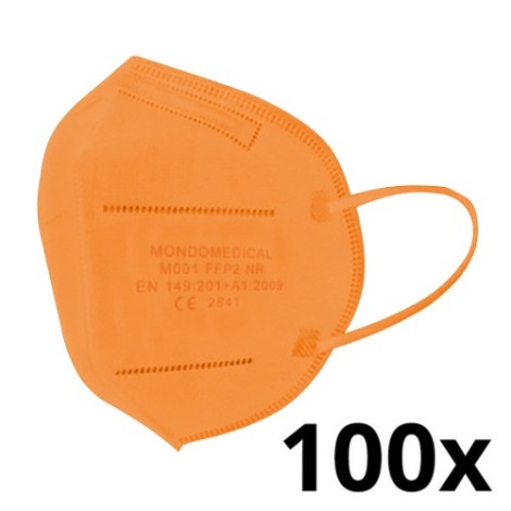 Mască de protecție respiratorie FFP2 NR portocalie Mondo Medical 100 buc.
