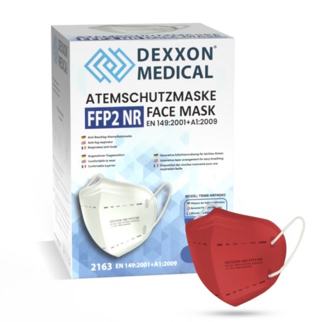 Mască de protecție respiratorie FFP2 NR roșie DEXXON MEDICAL 1 buc.
