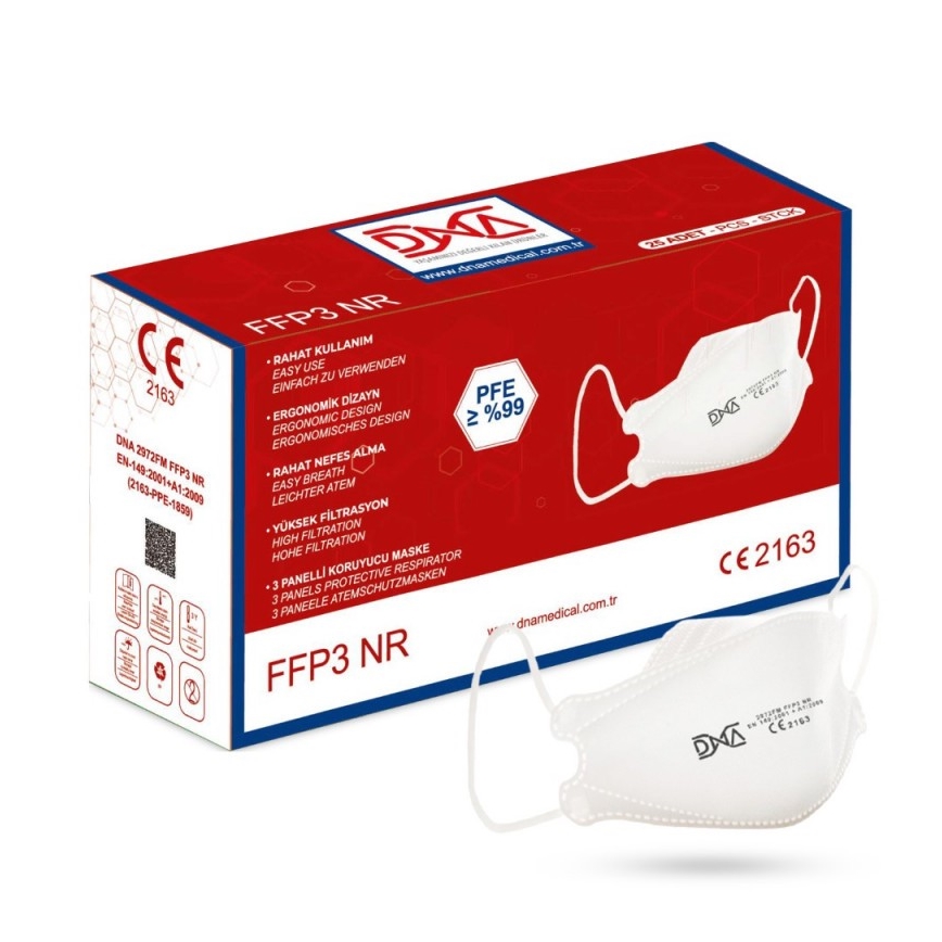 Mască de protecție respiratorie FFP3 NR CE 2163 Medical DNA 1 buc.