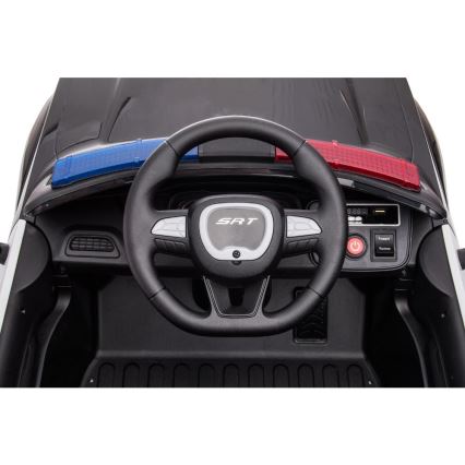 Mașinuță electrică de poliție Dodge Challenger 50W/4500 mAh negru/alb