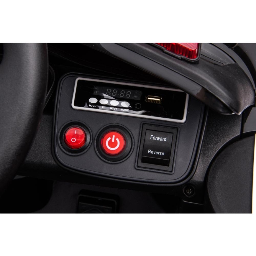 Mașinuță electrică de poliție Dodge Challenger 50W/4500 mAh negru/alb