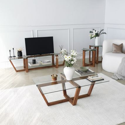 Măsuță de cafea AMALFI 35x105 cm pin/transparent