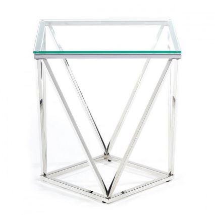 Măsuță de cafea DIAMANTA 50x50 cm crom/transparentă