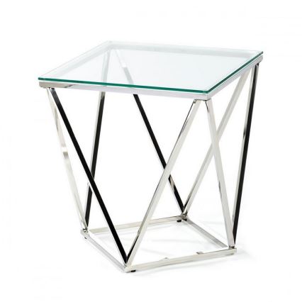 Măsuță de cafea DIAMANTA 50x50 cm crom/transparentă