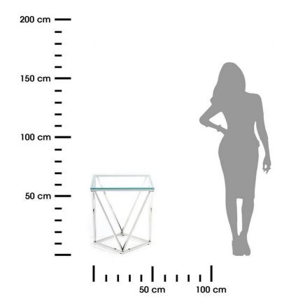 Măsuță de cafea DIAMANTA 50x50 cm crom/transparentă
