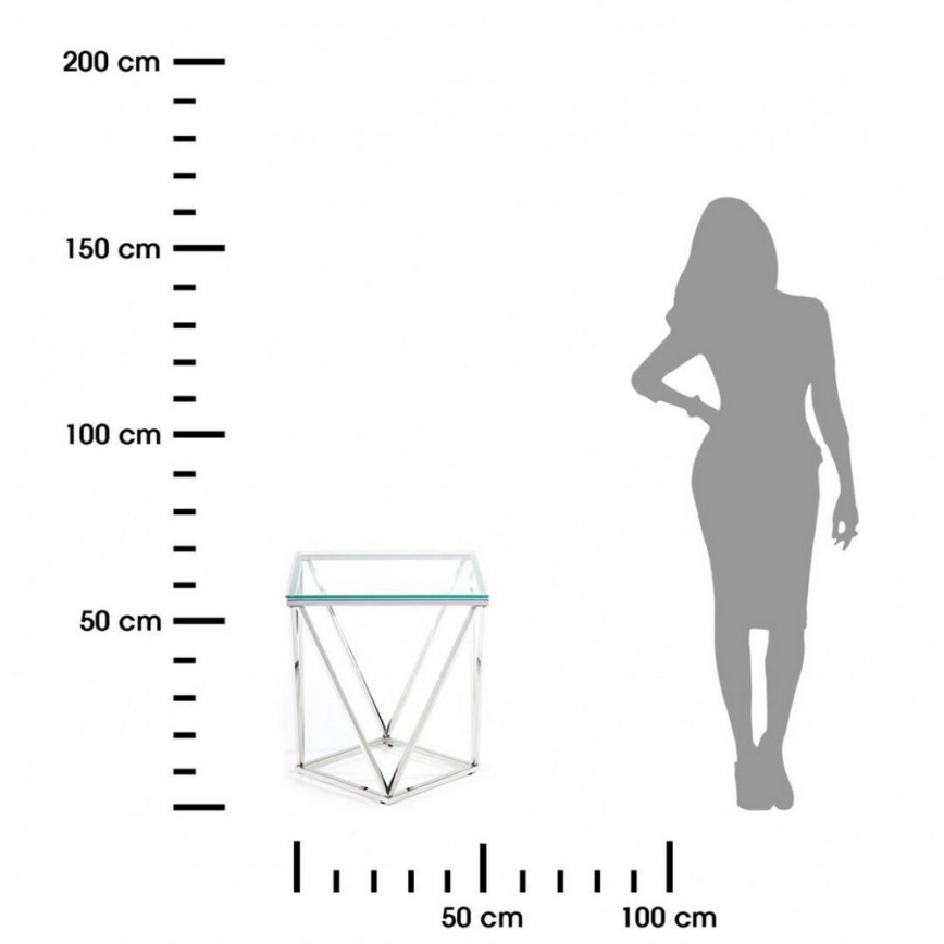 Măsuță de cafea DIAMANTA 50x50 cm crom/transparentă
