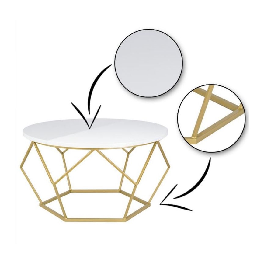 Măsuță de cafea DIAMOND 40x70 cm auriu/alb