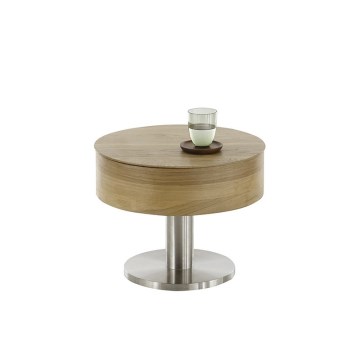 Măsuță de cafea ELEMENT cu blat rabatabil, Ø 60 cm, stejar/argintiu