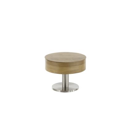 Măsuță de cafea ELEMENT cu blat rabatabil, Ø 60 cm, stejar/argintiu