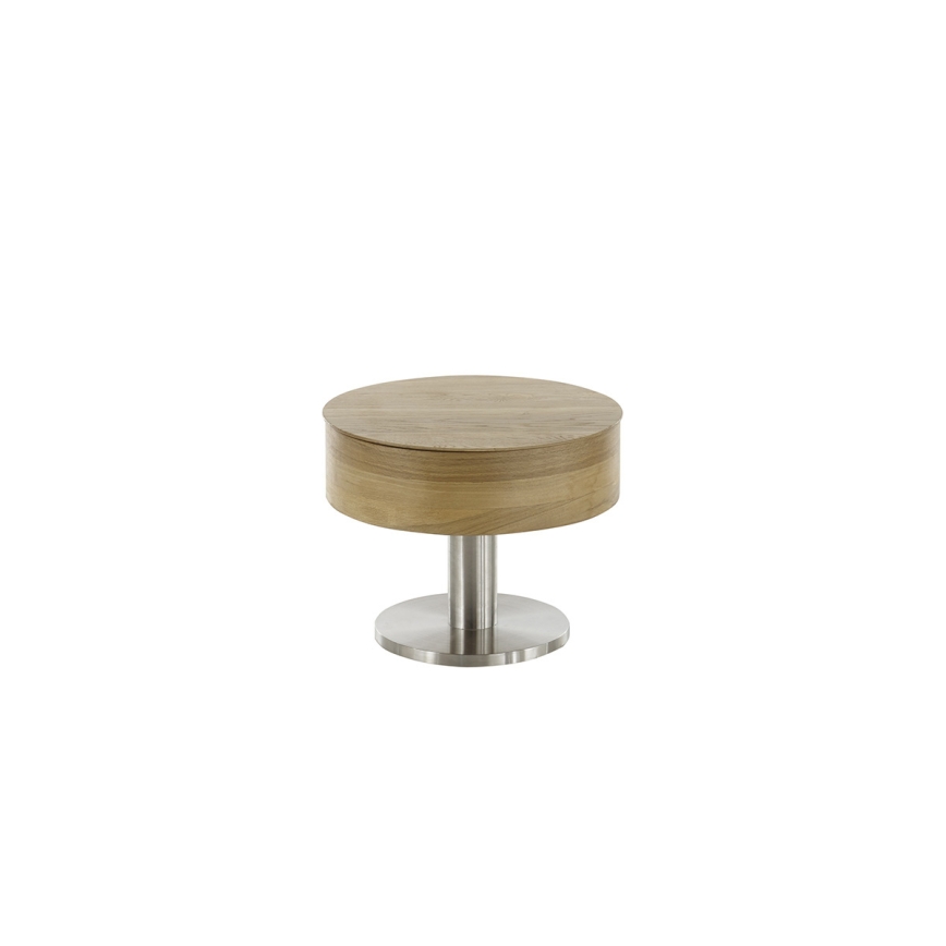 Măsuță de cafea ELEMENT cu blat rabatabil, Ø 60 cm, stejar/argintiu