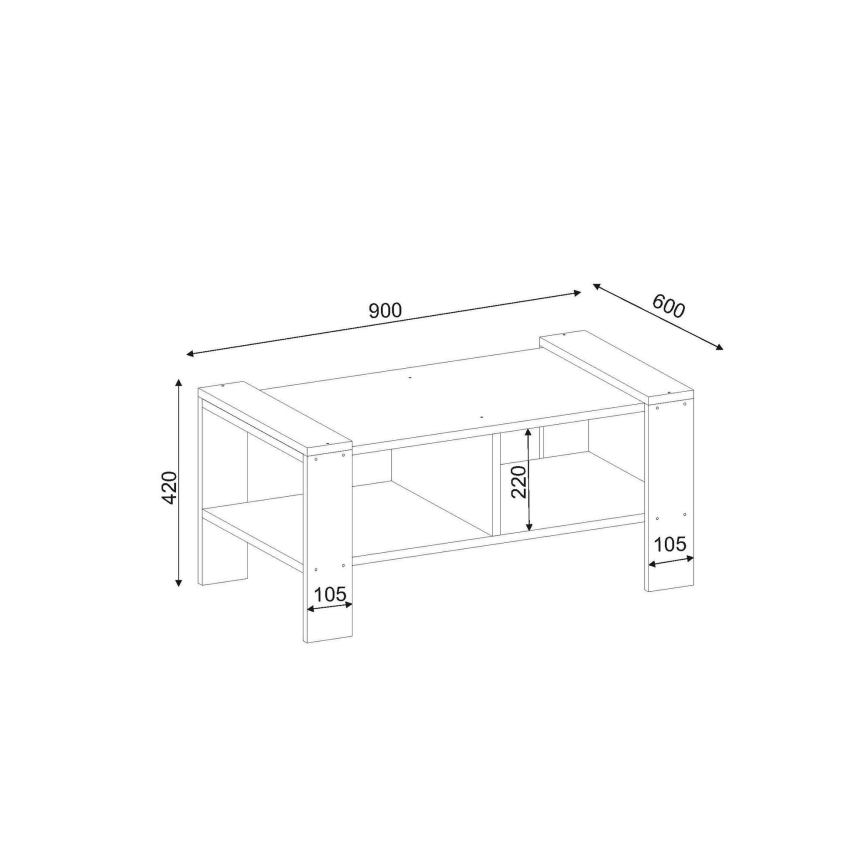 Măsuță de cafea ERICA 42x90 cm albă/maro