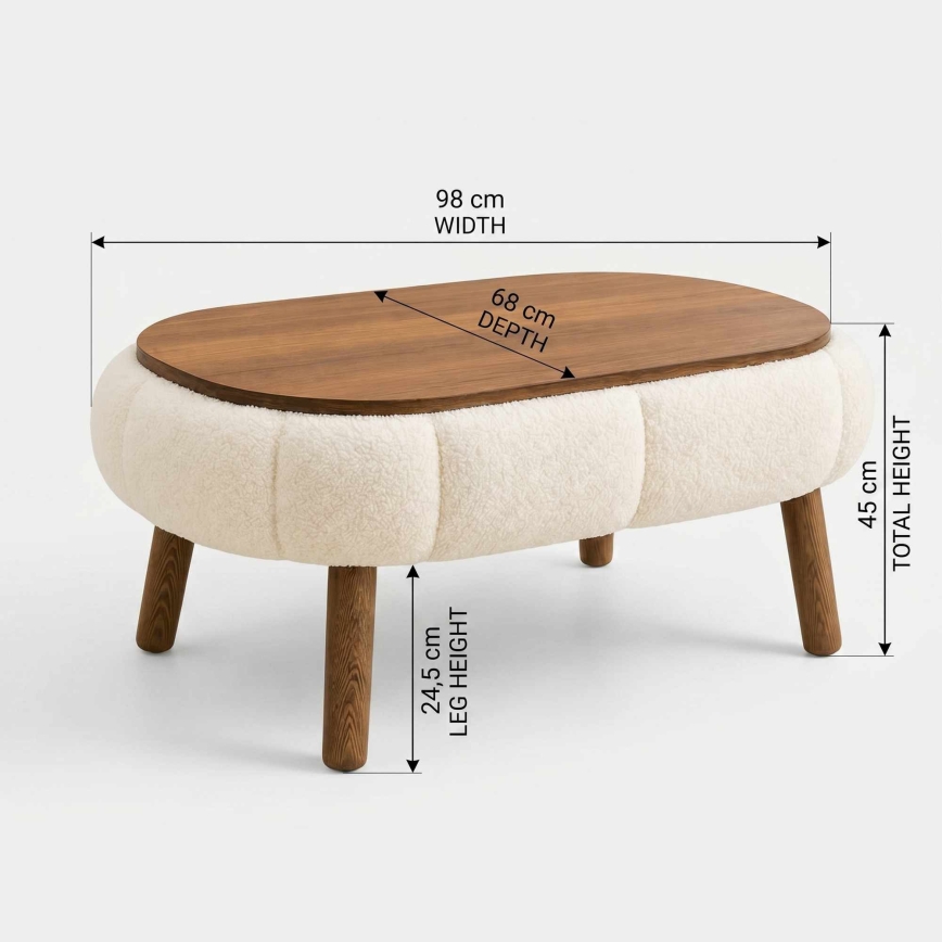 Măsuță de cafea FELPO 68x98 cm crem/nuc