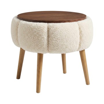 Măsuță de cafea FELPO Ø 45 cm crem/nuc