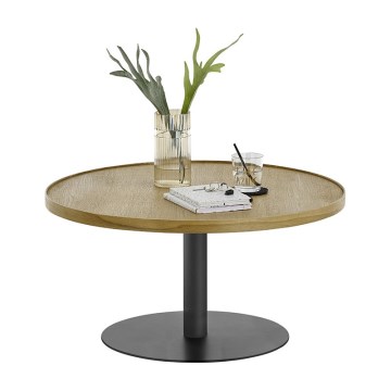 Măsuță de cafea FOCUS, diametru 80 cm, stejar/negru