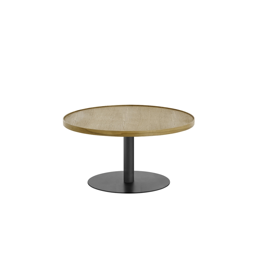 Măsuță de cafea FOCUS, diametru 80 cm, stejar/negru