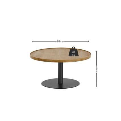 Măsuță de cafea FOCUS, diametru 80 cm, stejar/negru