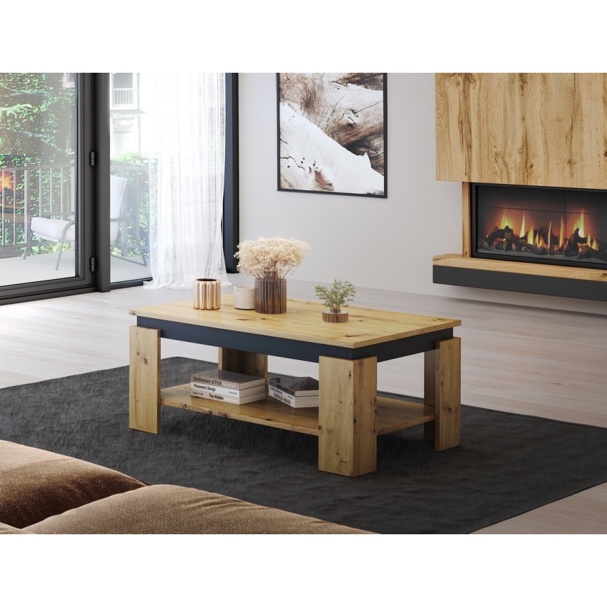 Măsuță de cafea LUNO, stejar artisan/negru