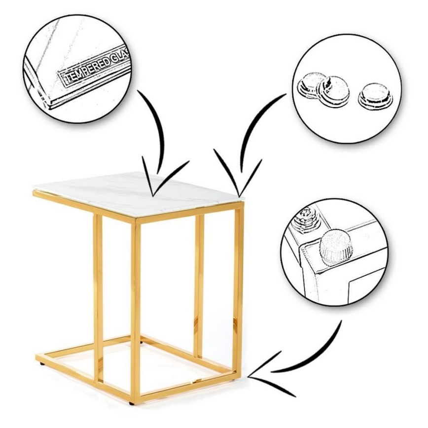 Măsuță de cafea LURUS 40x50 cm aurie