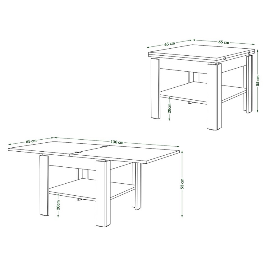 Măsuță de cafea pliabilă cu raft LIA alb