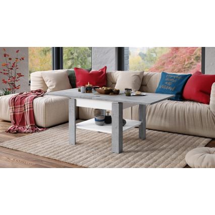 Măsuță de cafea pliabilă cu raft LIA gri/alb