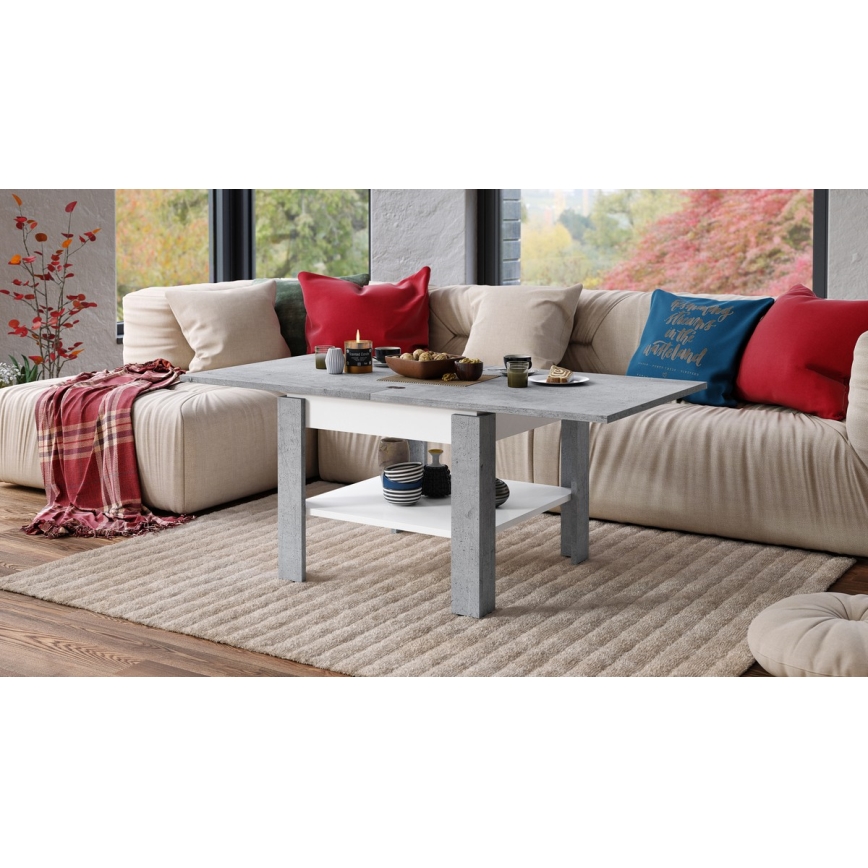 Măsuță de cafea pliabilă cu raft LIA gri/alb