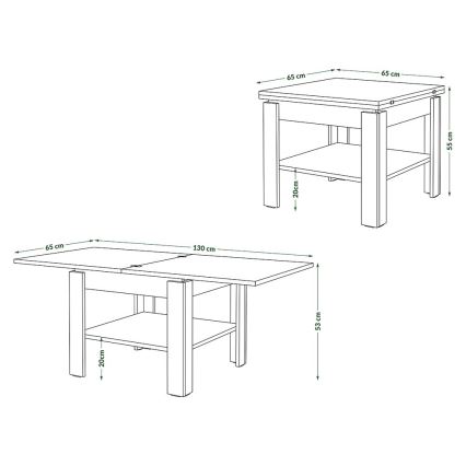 Măsuță de cafea pliabilă cu raft LIA gri/alb