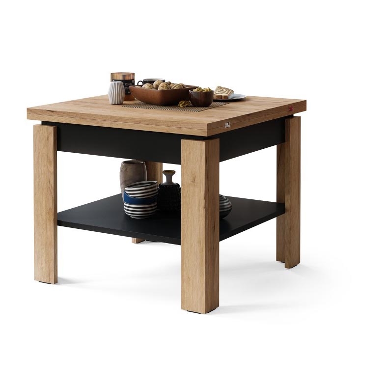 Măsuță de cafea pliabilă cu raft LIA stejar/negru