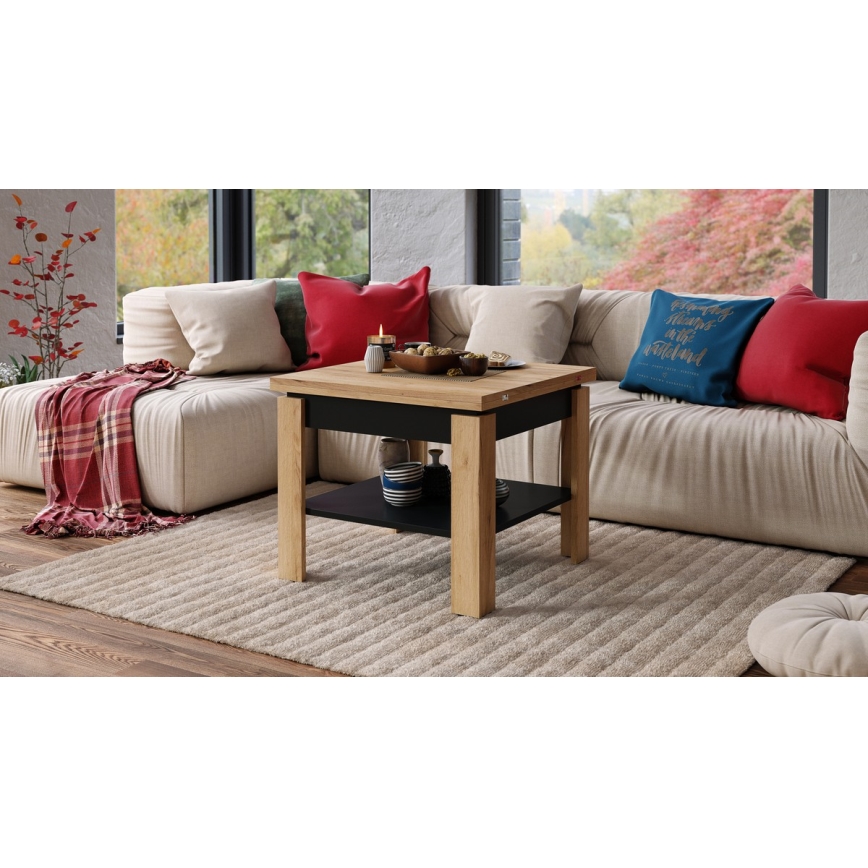 Măsuță de cafea pliabilă cu raft LIA stejar/negru