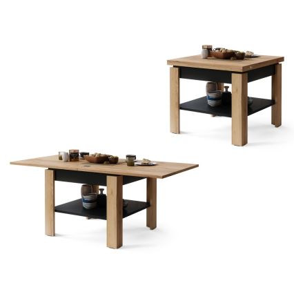 Măsuță de cafea pliabilă cu raft LIA stejar/negru