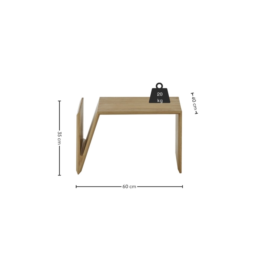 Masă de cafea PRISM, reglabilă vertical și orizontal, 60x40 cm, stejar