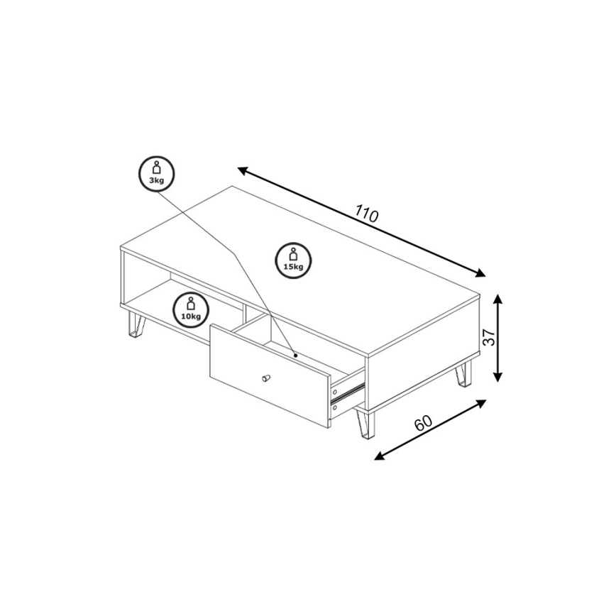Măsuță de cafea SULA stejar artisan/alb