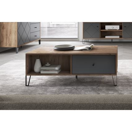 Măsuță de cafea SULA, stejar craft/negru